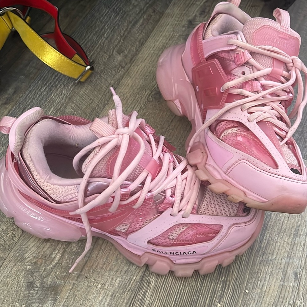 Used pink Balenciaga track shoes